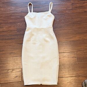 Lulu's Off-White Textured Midi Bodycon Dress